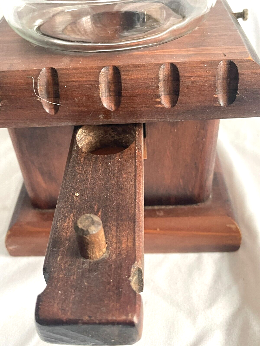 VINTAGE BUDWEISER GLASS GLOBE WOOD CANDY NUT DISPENSER GUMBALL