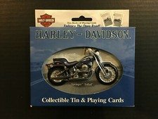 Licensed HARLEY-DAVIDSON Motorcycle Collectiblle Tin & 2 Decks of Playing Cards