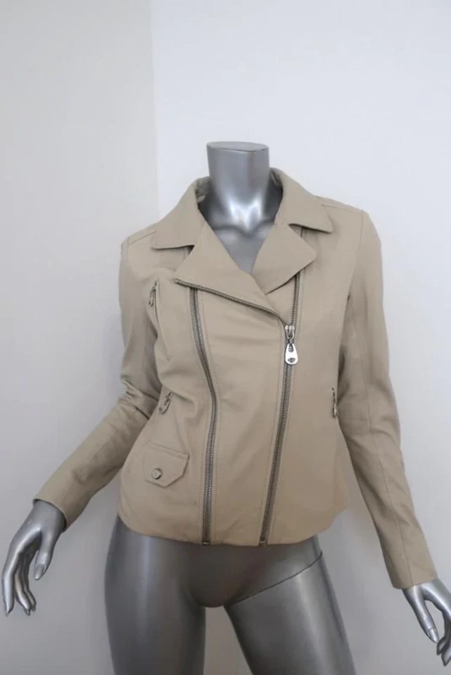 Doma Darken Leather Biker Jacket Ecru Size Small Motorcycle Jacket - Image 3 of 4