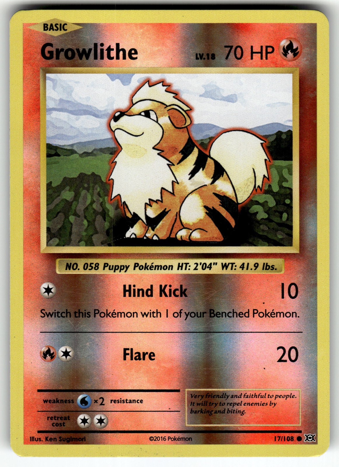 Growlithe 17/108 XY - Evolutions NM Pokemon Card TCG