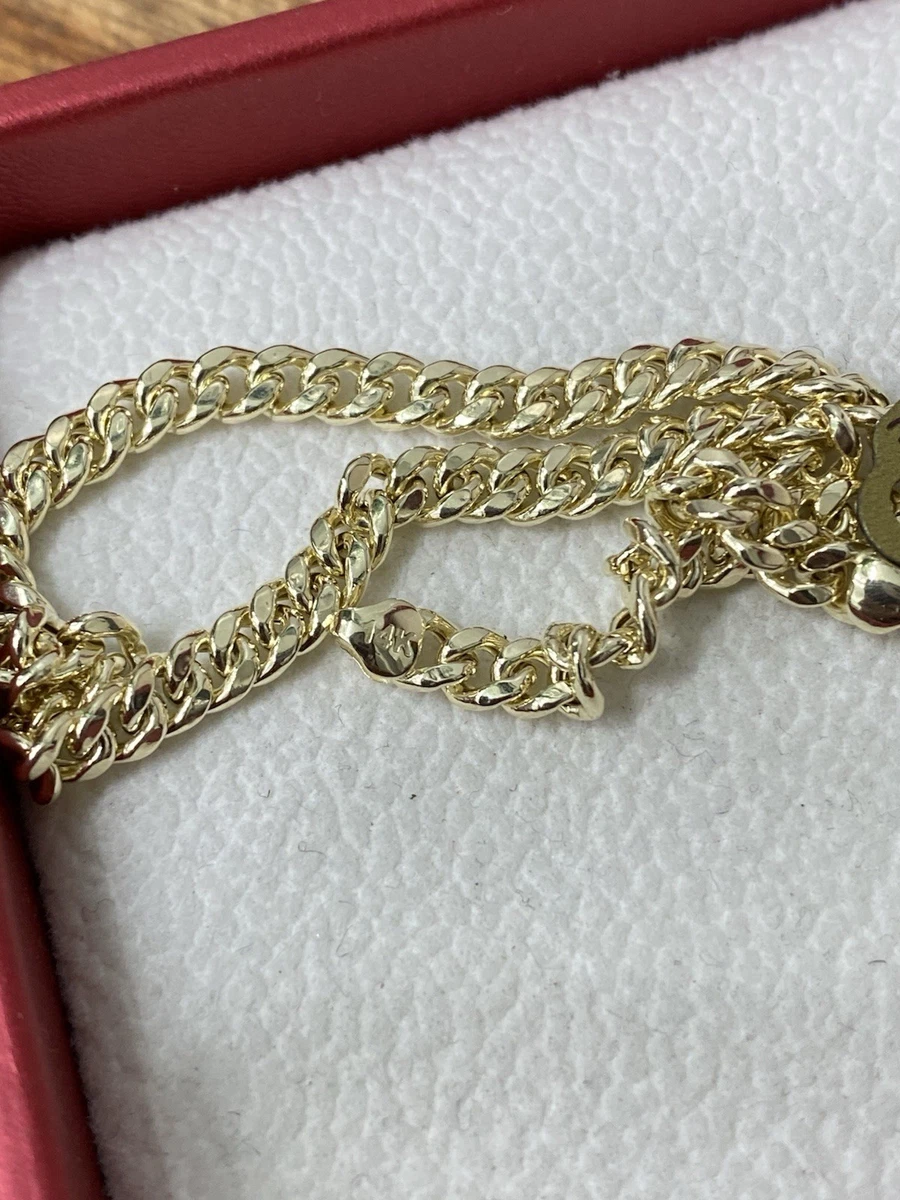 14 Karat Gelbgold hohles leichtes kubanisches Gliederarmband