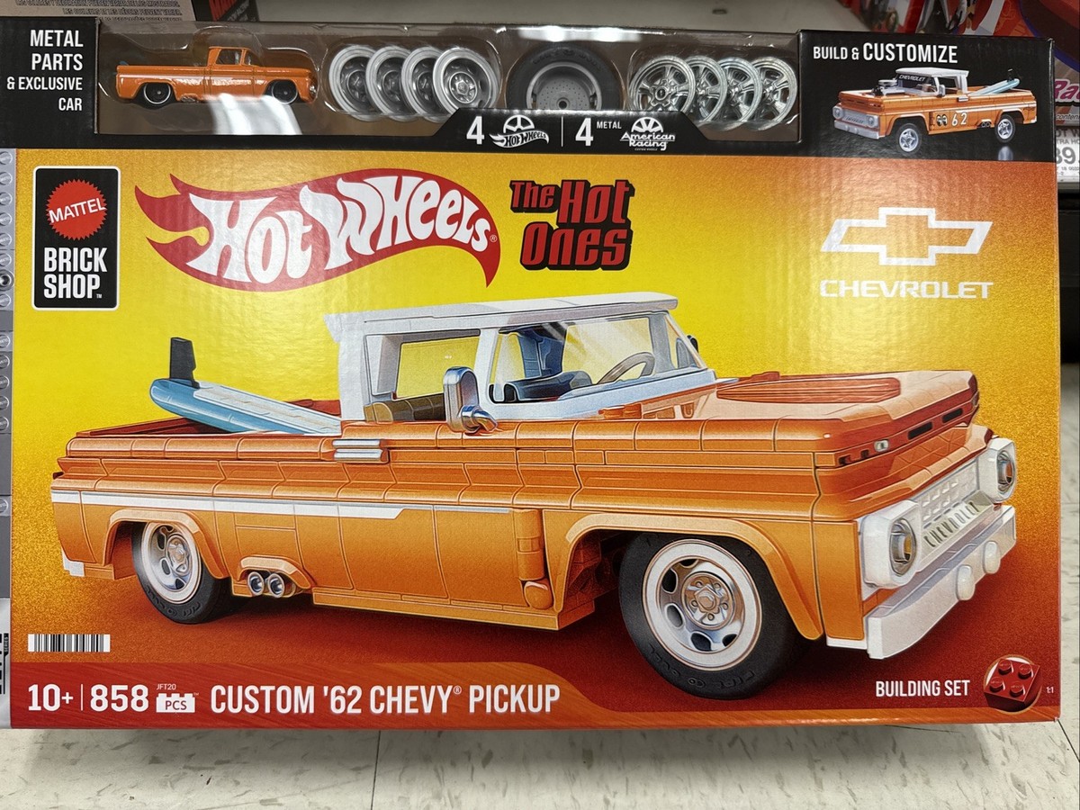 4台セット　ホットウィール　CUSTOM '62 CHEVY PICKUP Mattel Brick Shop Hot Wheels Custom 62 Chevy Pickup Building Toy