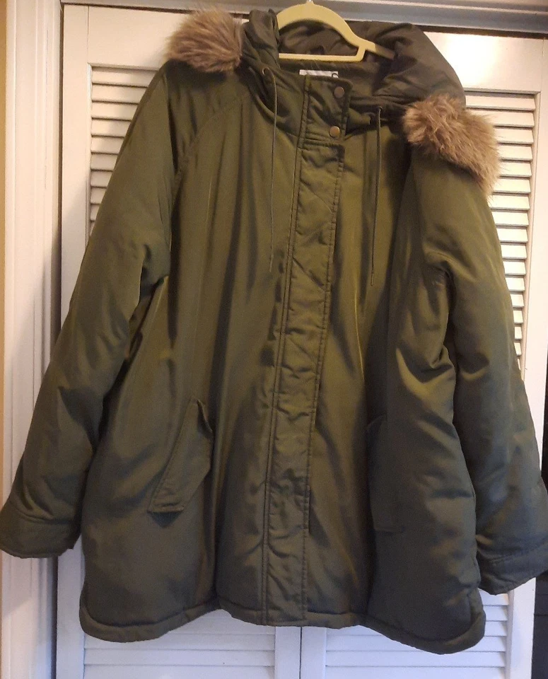 Antigua Chaqueta Azul Marino Para Hombres Parka Abrigo Verde Imitación Piel Capucha Forrada Aislada Cálida Talla XXL Foto 2 de 4