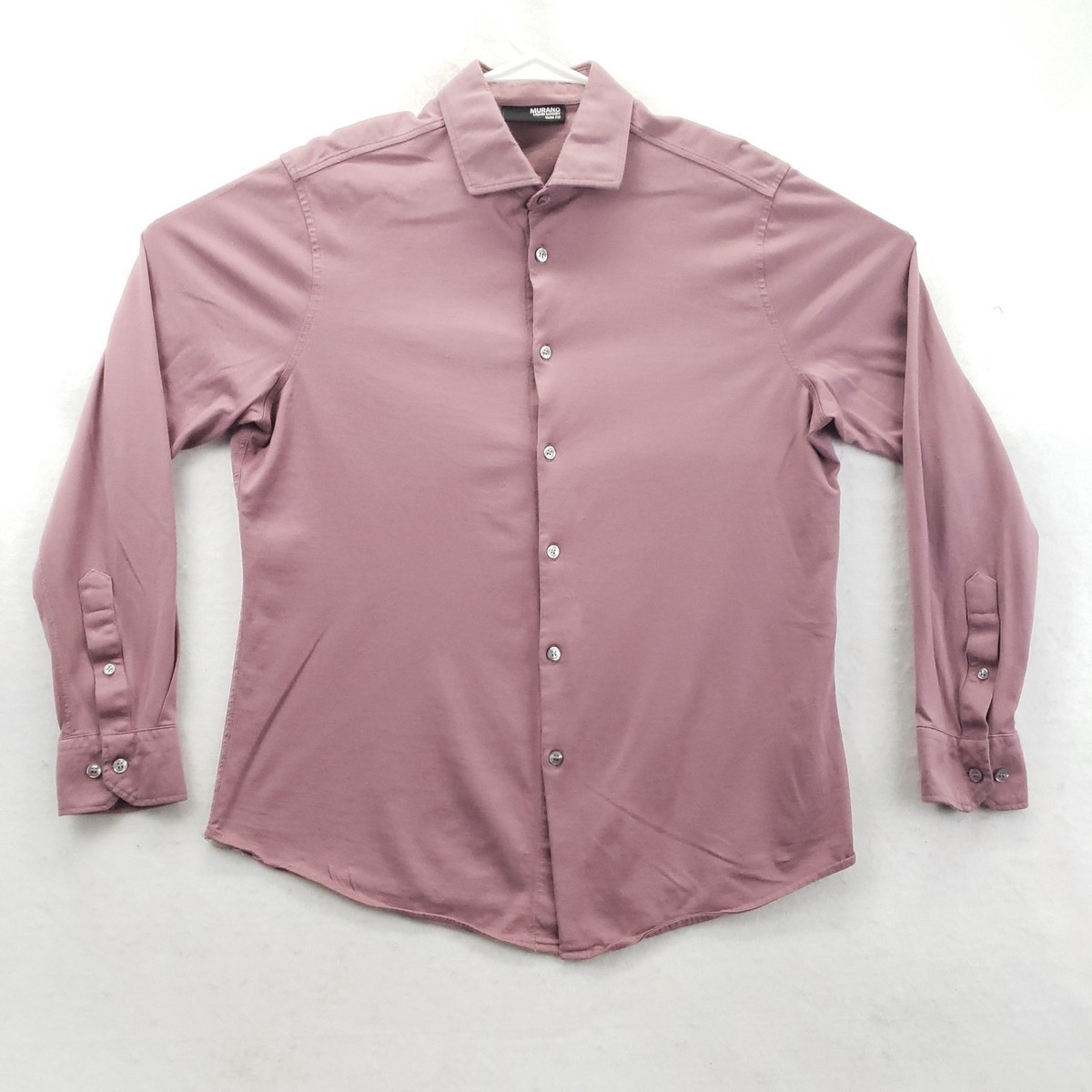 murano liquid luxury dress shirts Murano Liquid Luxury Mens Gray Long Sleeve Button-up Cotton Business Shirt  S