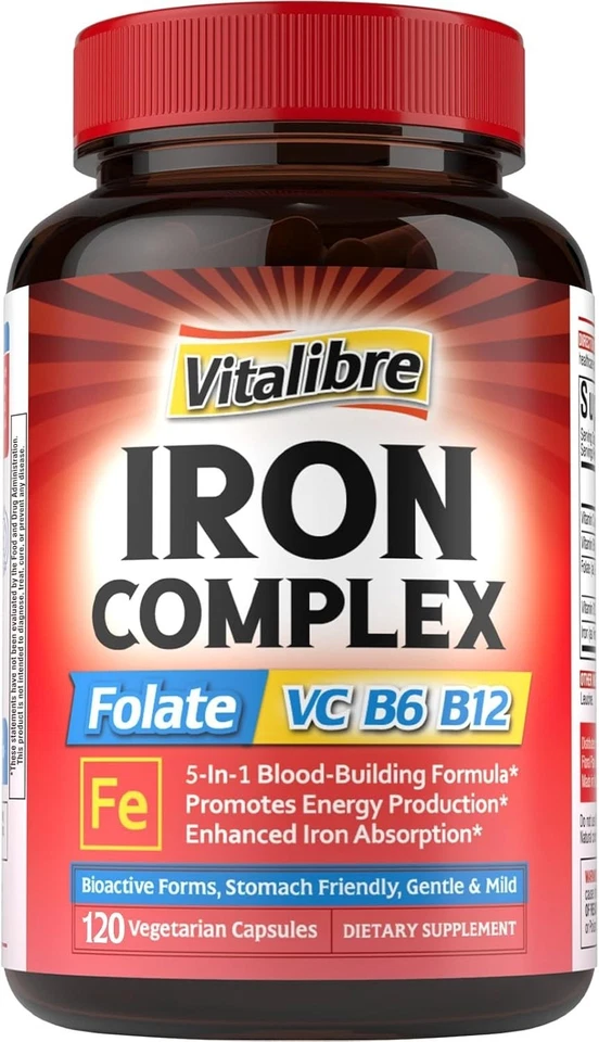 Suplemento de hierro para mujeres y hombres, con vitaminas C, B6, B12 y folato para Iron Defi Foto 2 de 4