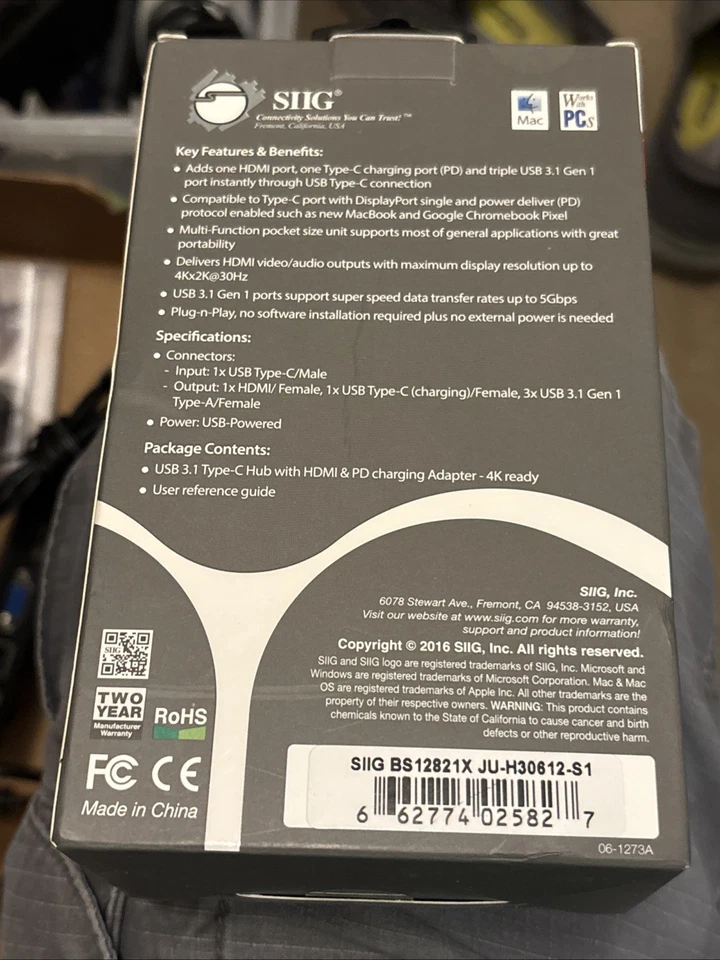 SIIG USB 3.1 Type-C Hub HDMI 3 x USB 3.1 & PD Charging 4K Ready JU-H30612-S1 - Image 2 of 2