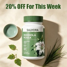 Salvora Rhodiola Rosea Supplement - Golden Root Adaptogen Capsules - US