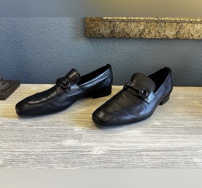 Salvatore Ferragamo Black Leather Horsebit Loafers Mens 10.5 