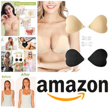 Invisible Push Up Bras Stick On Bra Size L C - D Cups Strapless 2 Pack Backless