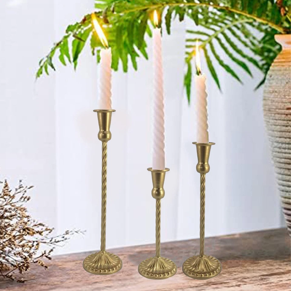 Sleek and Modern Vintage Style Taper Candle Holders in Sturdy Construction - Image 3 of 4