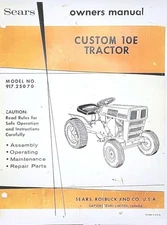 Sears 1971 Custom 10E 6-sp hp Lawn Garden Tractor 917.25070 Owner & Parts Manual
