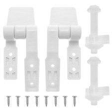 Universal White Plastic Toilet Seat Hinges Replacement 1 Set with Screws