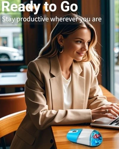 Frutiger Aero Aqua Mouse - Clear Blue USB-C Rechargeable Wireless & - Image 2 of 4