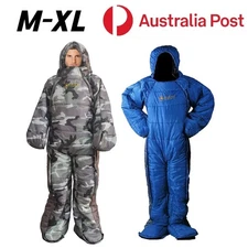 Outdoor Sleeping Bag Suit Camping Travel Camouflage Blue Humanoid FullBody Adult