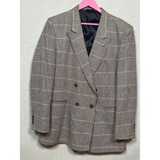 VTG Harris Tweed style Blazer Sport Coat Jacket L44 Ornate Silk Wool Glen Plaid
