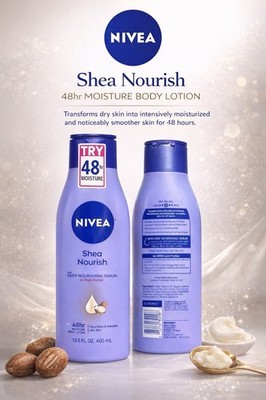 NIVEA Shea Nourish Body Lotion with Shea Butter for Dry Skin 48hr Moisture 