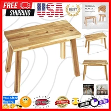 Stylish Solid Acacia Bench with Wax Finish - Ideal for Entryways & Dining