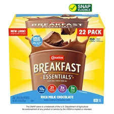 Carnation Instant Breakfast Powder Drink Mix, Rich Milk Chocolate, Box of 22