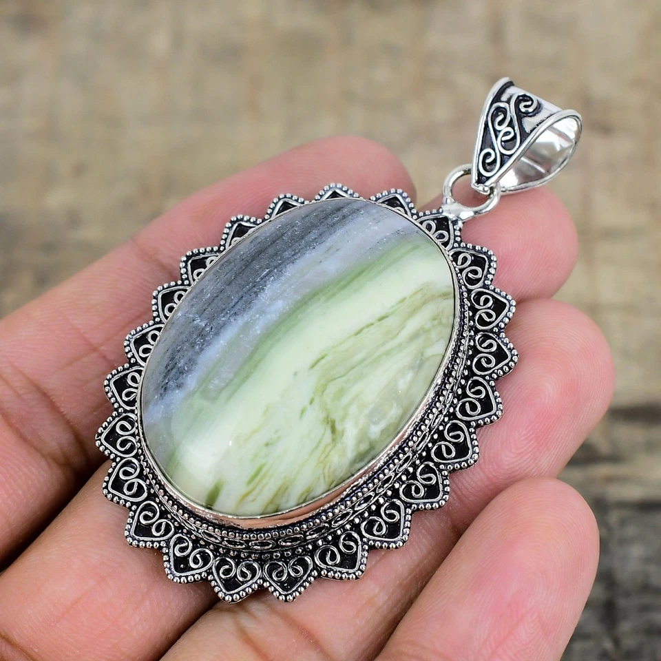 Imperial Diaspro Gemma Artigianale 925 Pendente Argento Sterling Gioielli Regalo - Immagine 3 di 4