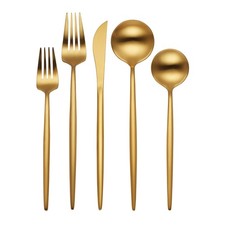 Hampton Forge 894758 Skandia Zephyr Satin Gold 45 Piece Flatware Set