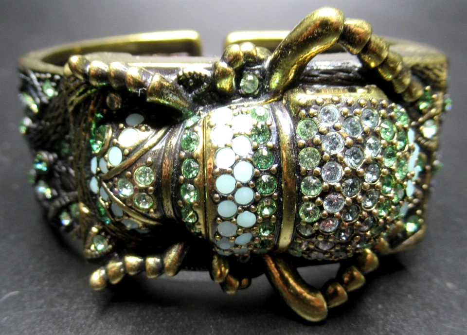 HEIDI DAUS Gorgeous Green Crystal Scarab Hidden Watch Bracelet - Image 3 of 4