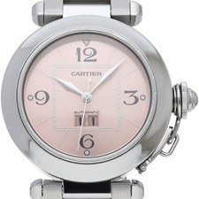 CARTIER Pasha C Big Date Uhr W31058M7 Edelstahl Herrenuhr Pink GEBRAUCHT