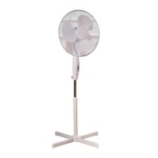 Image of Daewoo 16" White Pedestal Fan Cross Base Adjustable Height Oscillating