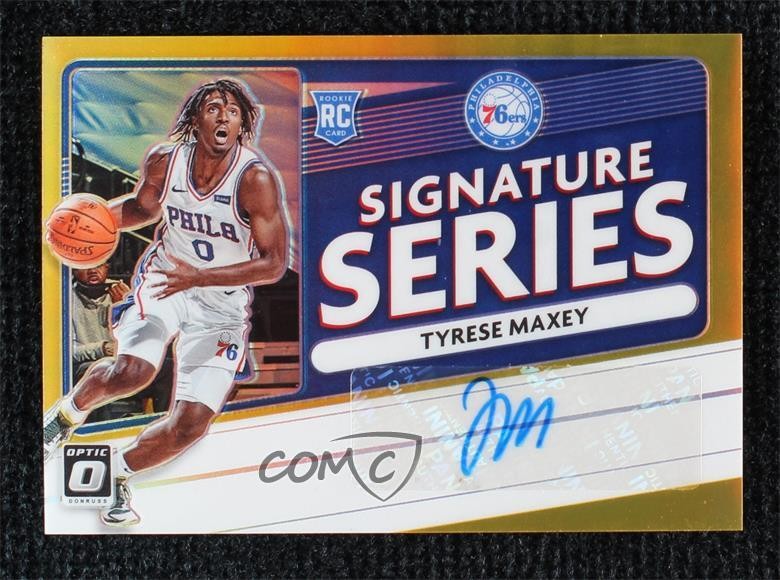 2020 Donruss Optic Signature Series Gold Prizm 1/10 Tyrese Maxey Rookie Auto RC
