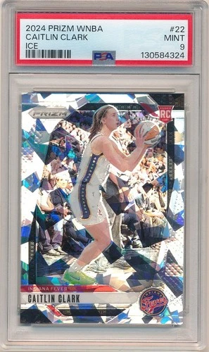 CAITLIN CLARK 2024 PANINI PRIZM WNBA #22 ROOKIE SILVER ICE PRIZMS SP PSA 9 MINT