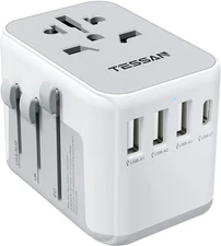 TESSAN Universal Travel Adapter Worldwide Power Outlet Travel Essentials for EU
