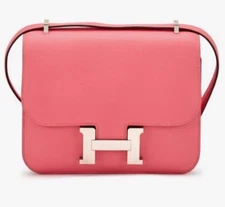 HERMES Constance 18  Rose Azalee Pink Swift Crossbody Shoulder Bag Palladium H
