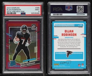2023 Donruss Rated Optic Preview Pink Prizm Bijan Robinson PSA 9 MINT Rookie RC