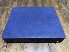 Poker Chip Case Blue Vintage Velvet Lined Comes With Cards And Chips