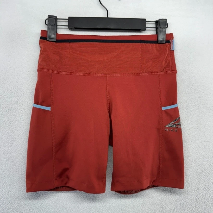 Nike Trail Tights Womens Small Red Compression Shorts Lux Dri Fit Hiking Running