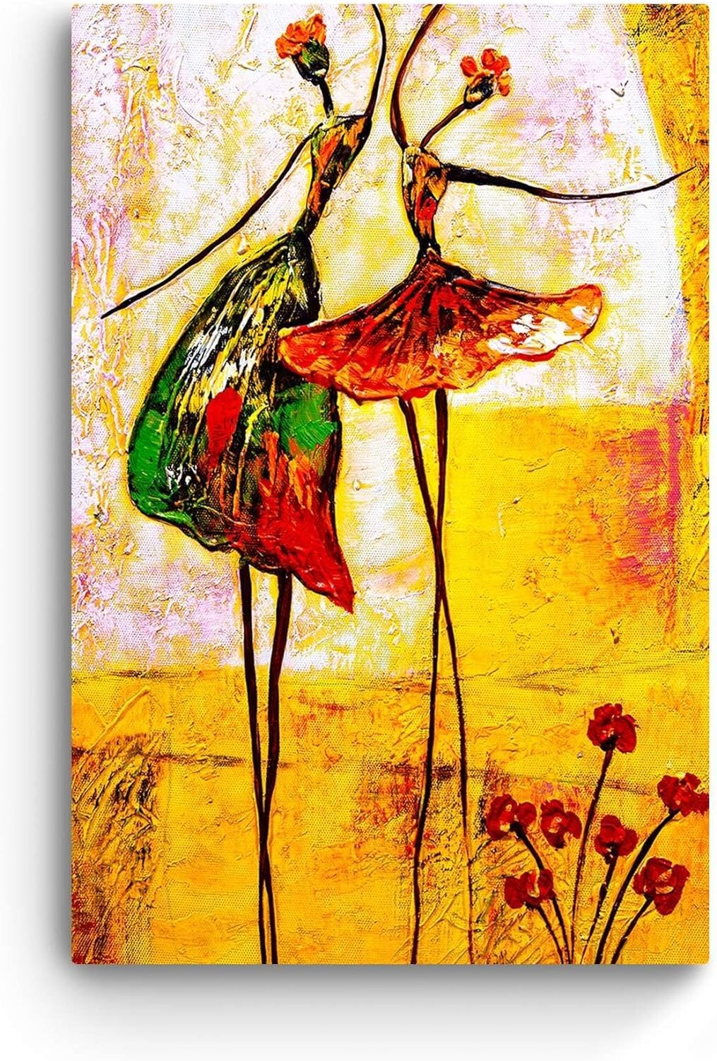 Ballerinas Dancing Painting 60x90cm Framed Premium Quality Wall Art