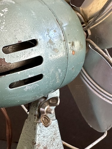 Vintage Dominion Art Deco Green Desk Fan Cast Iron 8" Electric Bullet Works - Picture 12 of 24