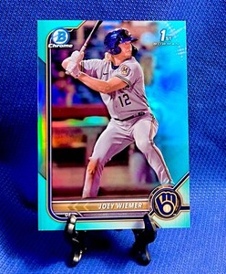 2022 Bowman Chrome Joey Wiemer Aqua Refractor /125 #BCP 207 Brewers