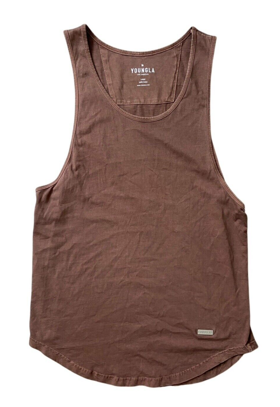 YoungLA Mens Tank Top Size Large Brick Brown Sleeveless Casual Gym Training