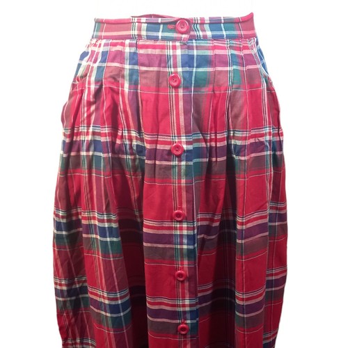Gonna vintage rossa tartan midi con bottoni sul davanti taglia 8 Y2k punk grunge a pieghe - Foto 4 di 6