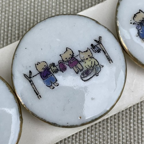 Lois Calkins "Three Little Kittens" Vintage Set of 4 Ceramic Buttons - Picture 5 of 9