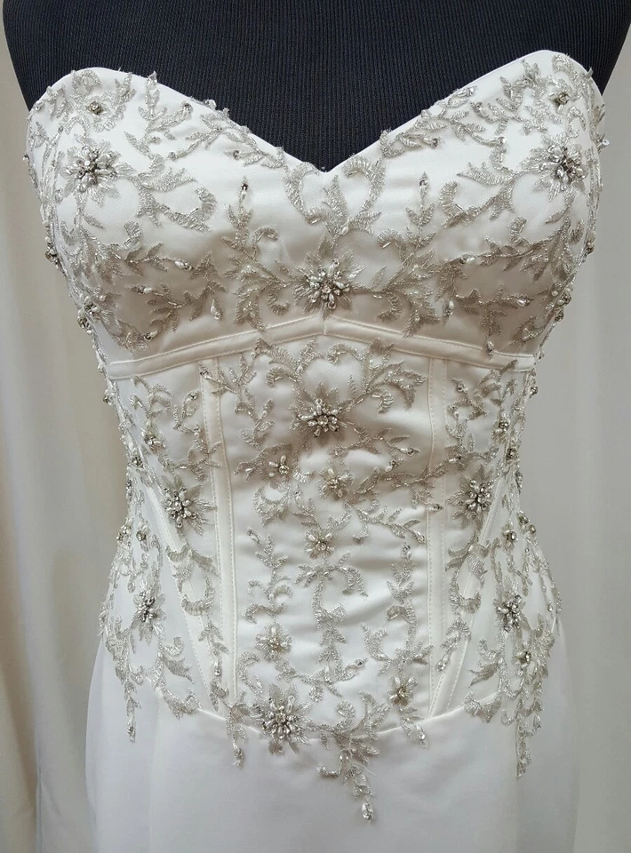 NEW Impression Bridal Gown Wedding Dress 10254 Ivory Fit Flare Mermaid Satin 12 - Image 3 of 4