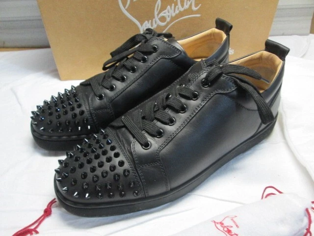 Christian Louboutin Black Leather Louis Junior Spikes Sneakers