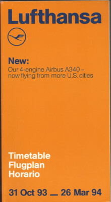 Lufthansa German Airlines US system timetable 10/31/93 [4091]