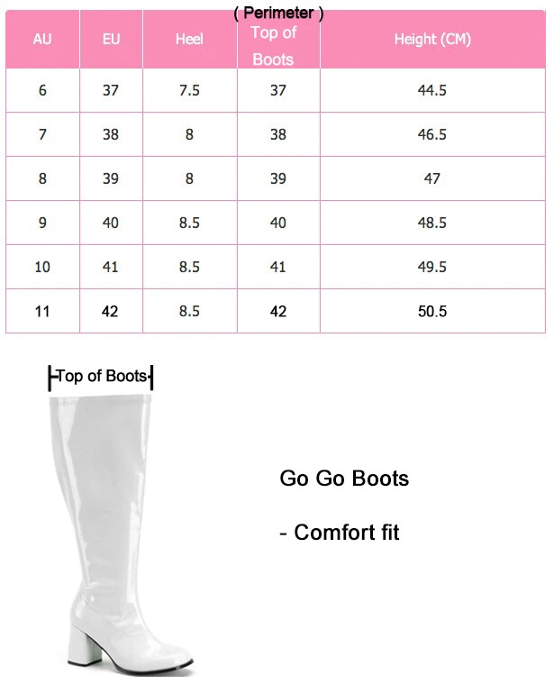 Botas Gogo brancas femininas Go altura do joelho hippie anos 60 anos 70 discoteca fantasia sapatos - Imagem 2 de 4