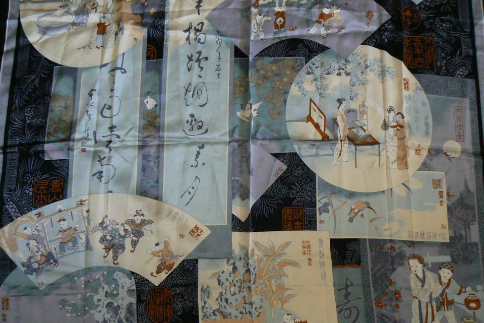 NWT Choyers 100 Silk Scarf 42 x 42 Luxury Multi Blue Color Story