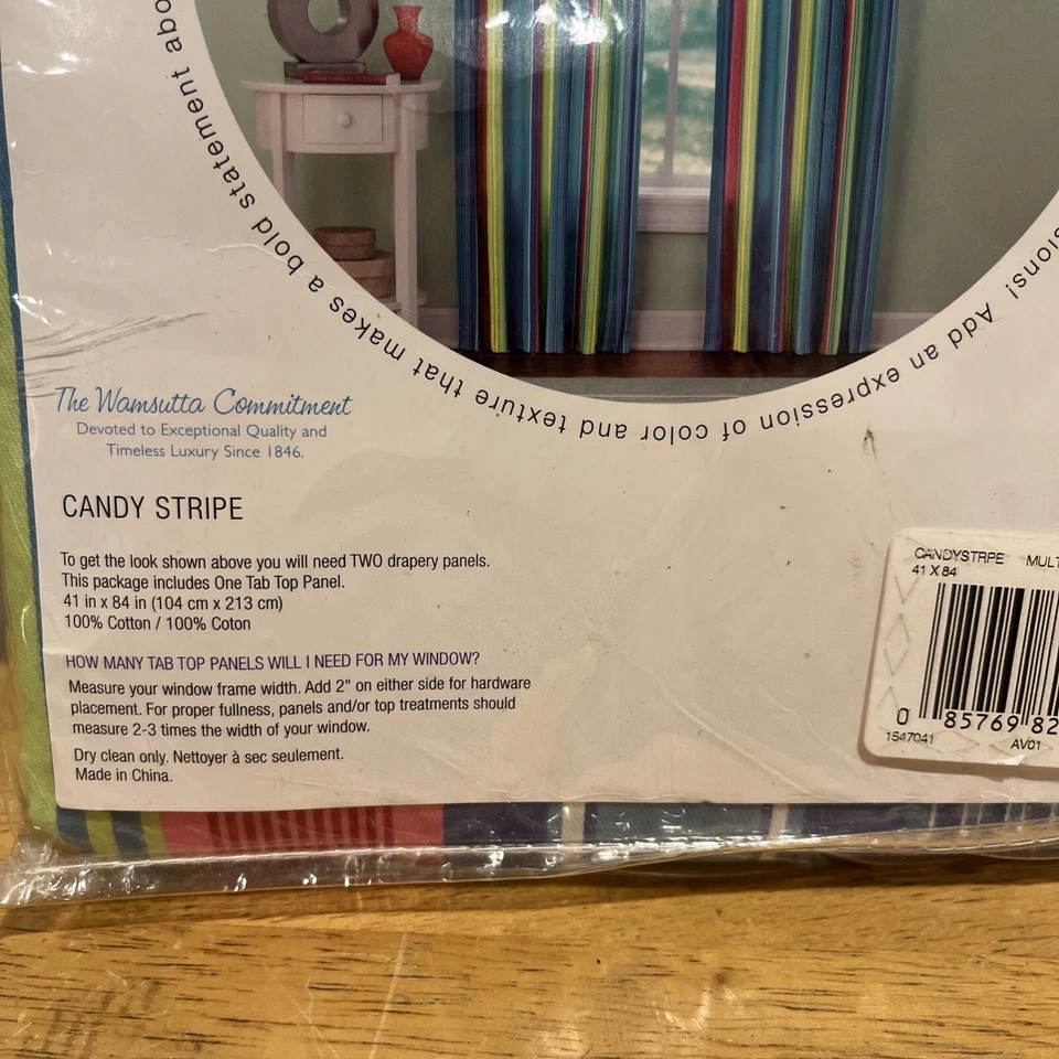 Panel de cortina Wamsutta Candy Stripe de colección 41x84” azul rosa verde Foto 2 de 4