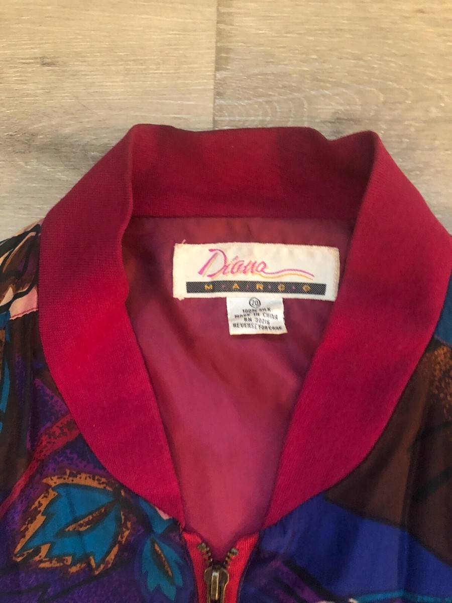 Diana Marco Vintage Retro Multicolor 100% Silk Women's Size 20
