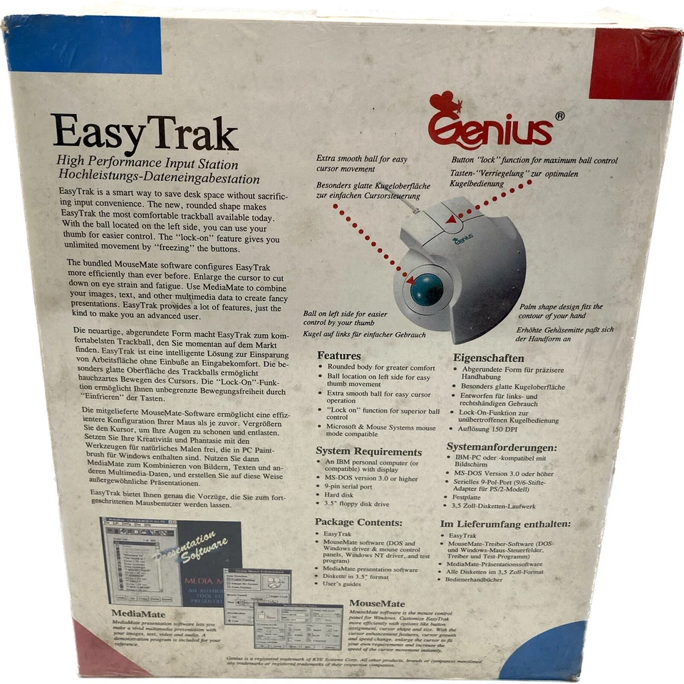 Vintage Genius Easy Trak Serial Mouse PC Trackball Plug And Play With Driver NOS - Image 3 of 4