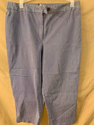 c2-requirements stretch WOMENS BLUE/WHITE STRIPED CAPRIS    14