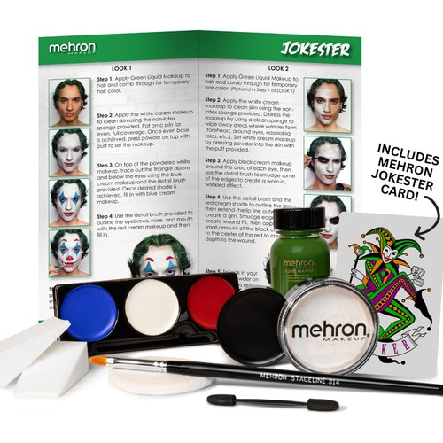 Mehron Evil Joker J Character Villian Professional Make Up Costume Kit KMP-EJ - Picture 2 of 5